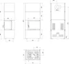 Technical drawings of a fireplace insert with dimensions and specifications. Anteprima dell’immagine prodotto