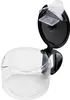 A clear glass coffee pot with a black lid and handle, shown against a white background. Anteprima dell’immagine prodotto