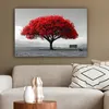 Leinwand Bilder 90x60 cm - Lebensbaum - Rot - Natur - Produktbild-Vorschau 5
