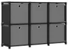 vidaXL Police z kostek se 6 boxy černá 103x30x72,5 cm látka Náhled obrázku produktu 8