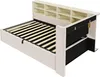 A bed frame with a slatted base and a headboard with shelves. Anteprima dell’immagine prodotto
