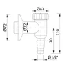 A technical drawing with dimensions of a plumbing fitting. Produktbild-Vorschau