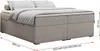 A low-profile boxspring bed with storage drawers, shown with bedding and pillows. Produktbild-Vorschau