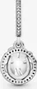 A close-up studio shot of a silver charm with clear stones. Produktbild-Vorschau