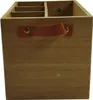 Vintage Retro Besteckkorb aus Holz mit Ledergriff Produktbild-Vorschau 5