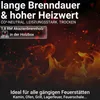 Flames and embers with text overlay advertising firewood. Produktbild-Vorschau