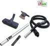 A collection of vacuum cleaner attachments and a hose are displayed on a white background. Produktbild-Vorschau