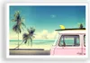 Gerahmtes Poster - Weißer Rahmen - Auto Surfbrett Strand Produktbild-Vorschau 1
