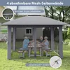 A family is enjoying a meal under a gray gazebo in a grassy backyard. Produktbild-Vorschau
