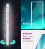 Collage of marketing images for a phone case, showing its side profile, a clear case, and a front screen protector. Podgląd zdjęcia produktu