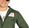 Close-up of a person wearing a green pilot costume with an American flag patch. Produktbild-Vorschau