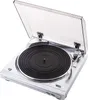 A silver turntable with its lid open, shown from a slightly elevated angle against a white background. Voir les images du produit
