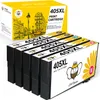A box of printer ink cartridges with several cartridges laid out in front of it. Produktbild-Vorschau