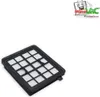 A vacuum cleaner filter on a white background with a logo in the top right corner. Produktbild-Vorschau