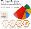 A fan of colorful magnet strips with icons and text describing their features. Produktbild-Vorschau