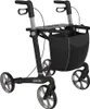A black rollator with silver wheels and gray handles against a white background. Produktbild-Vorschau