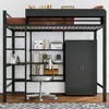 A loft bed with a desk and wardrobe, set up in a room. Podgląd zdjęcia produktu