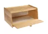 A wooden bread box with its front door open, displayed against a white background. Produktbild-Vorschau