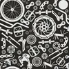 Buitenkussens Oxford - Motief: Fietsonderdelen Productafbeelding-voorbeeld 1