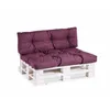 A purple pallet sofa cushion set on a white wooden pallet base, isolated on a white background. Voir les images du produit
