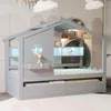 Flieks Kinderbett Hausbett mit Ausziehbett 90x190cm, Produktbild-Vorschau 4