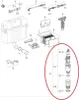 An exploded view diagram of a product assembly, with a specific component circled in red. Produktbild-Vorschau
