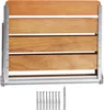 A wall-mounted folding shower seat made of wood and metal, with mounting hardware shown below. Anteprima dell’immagine prodotto