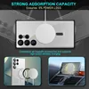 A collage of images showing a phone case with a magnetic charger, and a phone mounted in a car vent. Produktbild-Vorschau