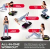 Collage of women demonstrating different exercises on a vibration plate. Produktbild-Vorschau