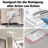 A collage of four images showing a mop being used to clean different surfaces, including walls, ceilings, and floors. Produktbild-Vorschau