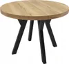A round wooden table with black legs on a white background. Náhled obrázku produktu