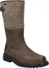 A single brown leather and felt boot. Voir les images du produit