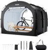 A black bicycle tent is shown with a bicycle, table, and chair inside. Various accessories are laid out below the tent. Anteprima dell’immagine prodotto