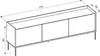 A line drawing of a three-door TV cabinet with dimensions indicated. Produktbild-Vorschau