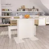 A modern kitchen with a white dining table and benches. Produktbild-Vorschau