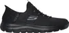 A side view of a black Skechers Slip-Ins shoe. Náhled obrázku produktu