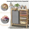 A laundry basket with two compartments and a shelf, showcasing its storage capacity and compact size. Náhled obrázku produktu