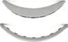 Two views of a gray headphone headband cushion, one with the fabric side up and the other with the plastic side up, against a white background. Produktbild-Vorschau