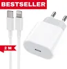 A white iPhone charger and cable are shown against a white background, with marketing text overlays. Produktbild-Vorschau