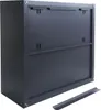 The back view of a dark gray metal cabinet with a separate metal strip in the foreground. Voir les images du produit