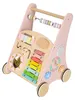 Trotteur en bois pour bébé avec abacus, rose Voir les images du produit 3
