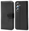 A black flip case for a smartphone, shown from the front and back. Anteprima dell’immagine prodotto
