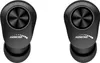 A pair of black wireless earbuds are shown against a white background. Podgląd zdjęcia produktu