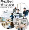 Collage showing different uses of a flexible display or board in a school, office, and home kitchen setting. Náhled obrázku produktu