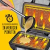 Pouring waffle batter into a waffle maker with heat indicators. Produktbild-Vorschau