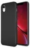 A black phone case is shown on a black background, with a red phone screen visible inside the case. Produktbild-Vorschau