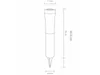 A line drawing of a solar garden light with dimensions indicated. Produktbild-Vorschau