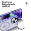 A close-up marketing image of a phone case, showing its design and some detached metal buttons. Produktbild-Vorschau