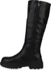 A black knee-high boot with a thick sole is shown from the side against a white background. Produktbild-Vorschau