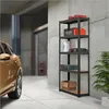 A garage or storage area with a car and a shelving unit. Produktbild-Vorschau